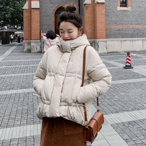 Large Size Down Cotton Jacket 2020 Winter New Short Hooded Thick Cotton Coat Fashion Wild Bread Outerwear Parkas Female C30
