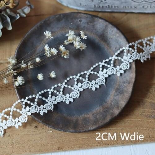 2CM Wide White Hollow Out Floral Embroidered Lace Ribbon Flowers Apparel Sewing & Fabric Curtain Decoration Milk Silk Lace Tape