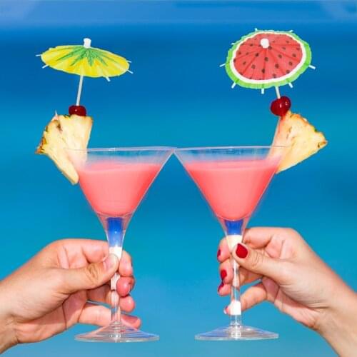 Summer Style Umbrellas Cocktail Picks for Drinks Fruit Toothpick Dessert Sandwich Sticks Skewer Hawaiian Pool Party Supplies