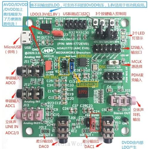 Adau1772/1777 Development Board Mic Test Board PDM to I2S