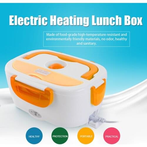 Multifunctional Portable Electric Heating One-piece Separated Lunch Box Food Container Warmer with A Spoon