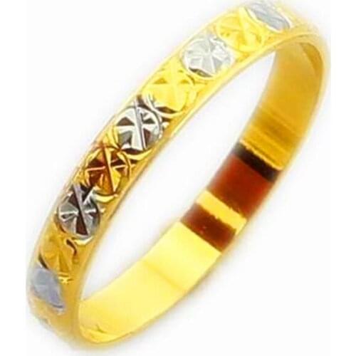 Fashion 24K Gold Mens&Women Jewelry Ring Yellow Gold AAA Crystal Finger Ring