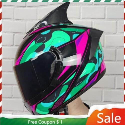 Dot Approved Motorcycle Helmet Racing Full Face Helmet Capacete Double Lens Locomotive Off-Road Helmet Cascos Para Moto