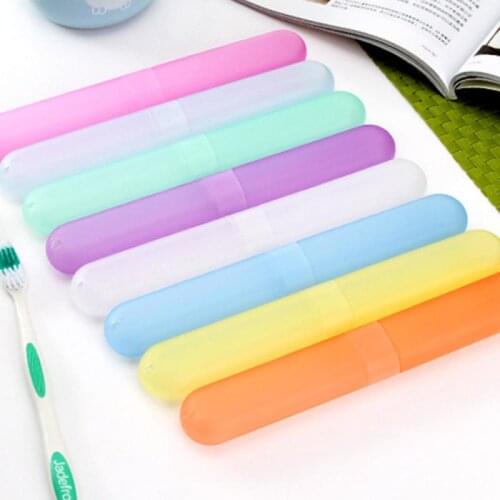 New 1 Pcs Storage Box Organizer Plastic Toothbrush Case Portable Travel Walking Camping Box Random Color Toothbrush Holders