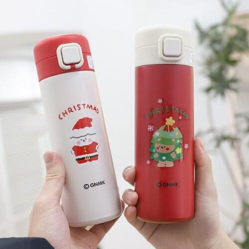 New 304 Stainless Steel Thermos Cup Bullet Cover Drink Straight Water Bottle Funny Elder Christmas Tree Elk Couples Child Gift