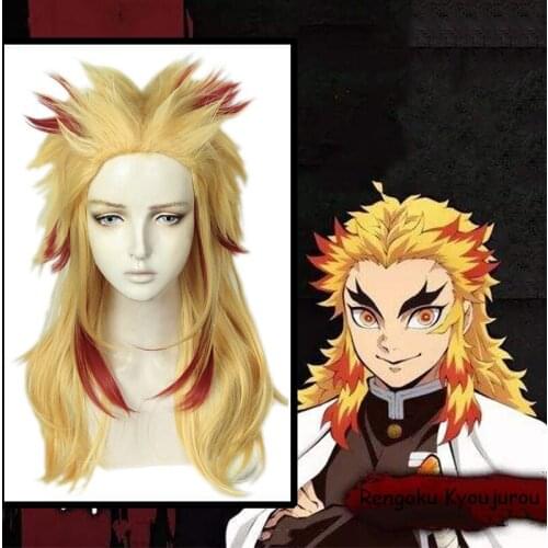 Anime Demon Slayer Kimetsu No Yaiba Cosplay Wigs Rengoku Kyoujurou Cosplay Wig Synthetic Wig Hair Halloween Hair Blade Of Demon