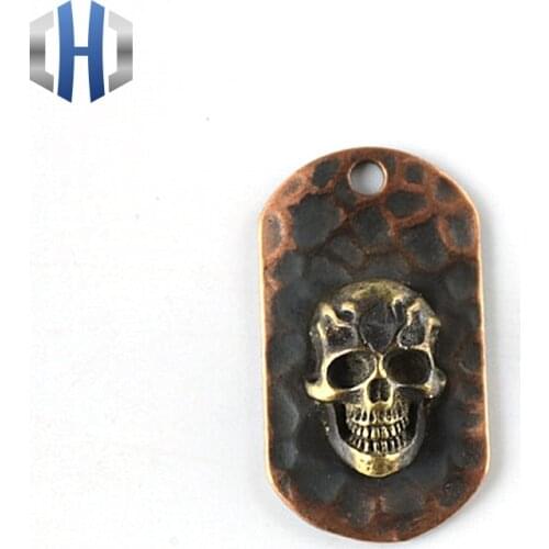 Flame Skull Steel Flame Necklace Pure Copper Pendant Red Copper EDC Pendant