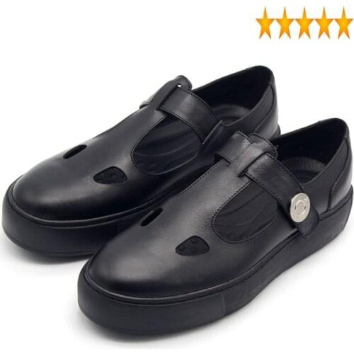 Platform 2021 New Summer Thicken Hollow Out Comfortable Genuine Leather Sandals Plus Size Casual Outdoor Shoes Men