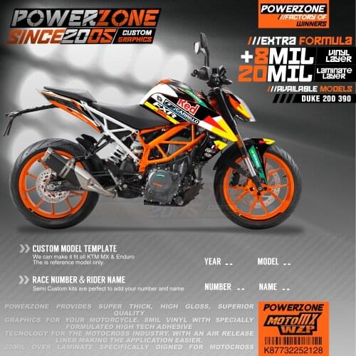 PowerZone Custom Team Graphics Backgrounds Decals 3M Stickers Kit For KTM DUKE 200 390 2011-2016 2017-2019 128