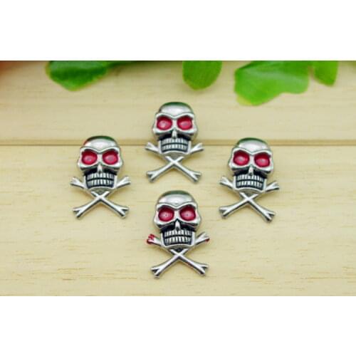 100sets/lot 1.5*2.5cm Silver Metal Skull Rivet with Red Eyes Punk Cool Studs DIY Cellphone Deco.Free Shipping