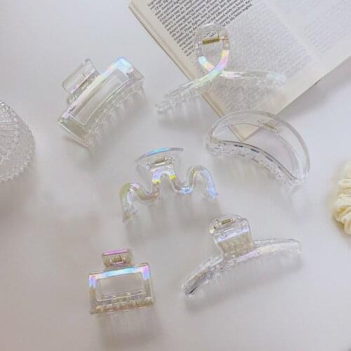 Korea Acrylic Clamp Back Head Hairpins French Retro Mermaid Color Hair Claw Crab Shark Clip Female Hair Accessories