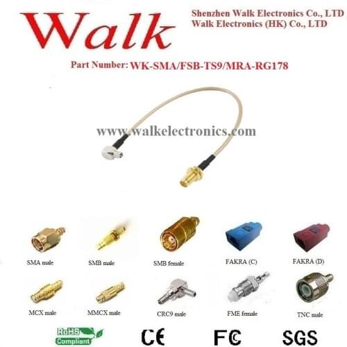 Sma female TS9 male RG178 cable, ts9 sma rg178 cable, ts9 connector cable, ts9 4G LTE antenna cable