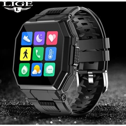 LIGE 2021 New Mens Smart Watch Bluetooth Call Mens Sports Fitness Tracker Control Music Waterproof Outdoor Sports Smartwatch