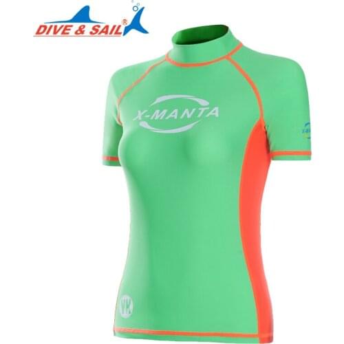 Short Sleeve Lycra UPF 50+ Rash Guards For Swimwear Women Body Suits Snorkeling Diving Skin Jacket Anti-UV Wear Surfing Sports