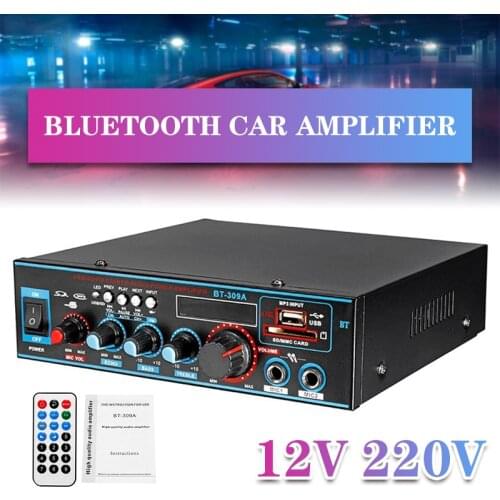 800W 12V220V HIFI 2CH Car Audio Stereo Power Amplifier bluetooth FM Radio Home Theater Amplifiers Music Subwoofer Sound System