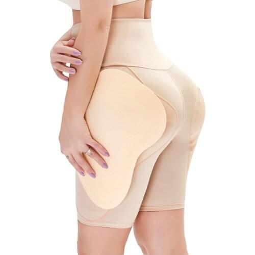 Plus Size Women High Waist Trainer Underwear Sponge Pads Body Shapers Hips Up Belly Slim Pants Fake Padded Shapewear Panties