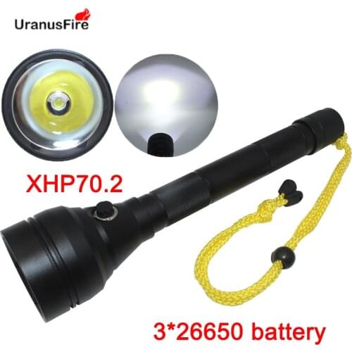 XHP70.2 LED Diving Flashlight Waterproof Underwater 100m Scuba Torch Built-In 3*26650 Battery Rechargeable xhp70 .2 Dive Light