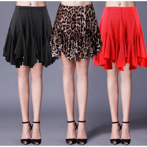 Latin Dance Skirts for Woman Sexy Leopard Skirt Ladies Ballroom Dancing Clothes Woman Salsa Samba Rumba Performance Wear
