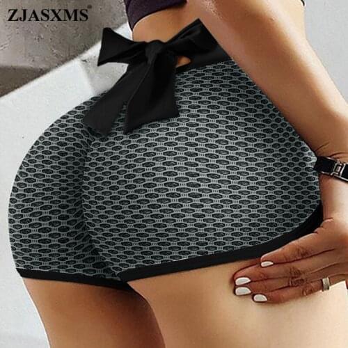 Back Bow-tie Shorts Women Fashion Print Yoga Pants Plus Size Casual High Waist Sport Pants Short Pant Pantalones Cortos De Mujer