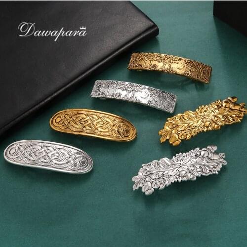 Dawapara Viking Barettes Hair Accessories Jewelry Vintage Celtics Tree of Life Flower Hair Clips Women Girls HairPin Wholesale