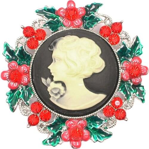 Enamel Flower Brooch Cameo Rhinestone Caryst Brooches for Bridal Wedding party prom pin Women Concert Jewelry Gifts Pendant