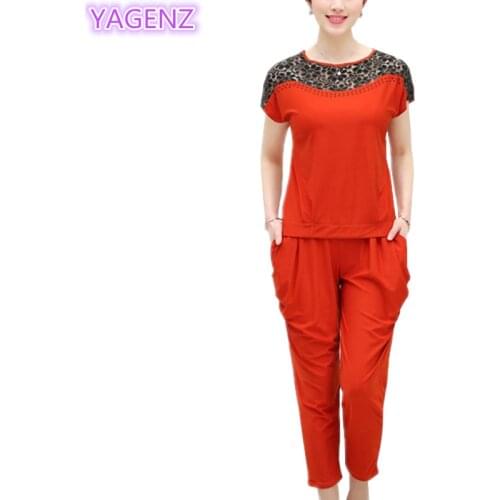 YAGENZ Woman Clothes Two Piece Set Summer Tops For Women Plus size Fashion Casual Tracksuit Women Sets Clothes Top And Pants 67