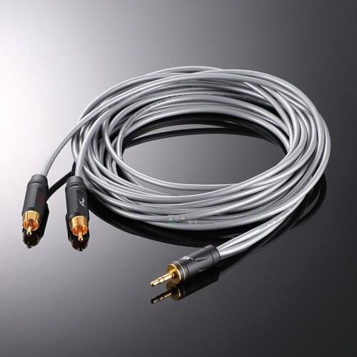 1Pcs MPS single crystal copper OCC fever HIFI plug one point two signal audio cable 3.5 to RCA X-7