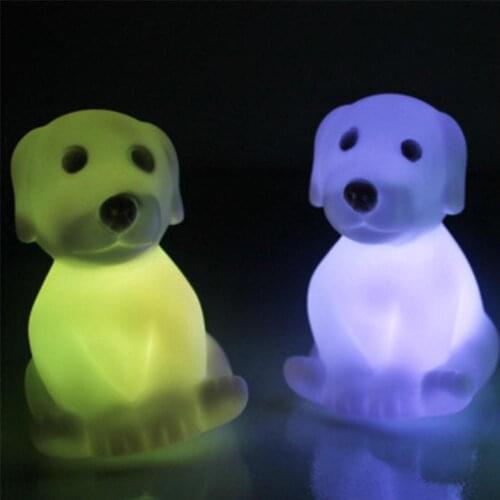 1 Pcs Night Lights Lovely Dog Colorful Night Light Kids Bedside Lamp Home Bedroom Desktop Decoration