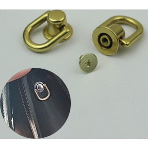 1pc Metal Round Ring Stud Side Clip Bag Screw Nail Rivet Strap Connector Hang Buckle DIY Purse Leather Accessories