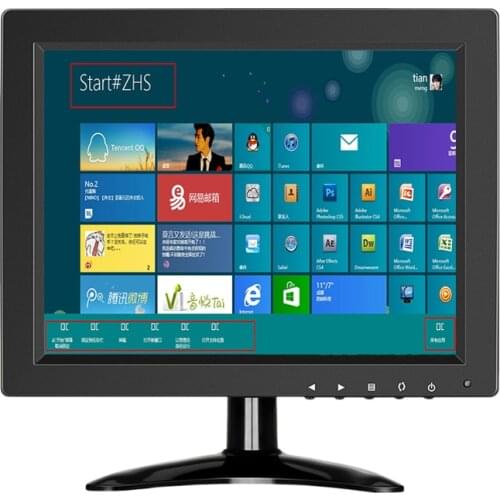 10 Inch 4"3 IPS HD 1024X768 Computer CCTV Home Scurity Monitor VGA HDMI Small Size Desktop Display With AV BNC VGA HDMI USB