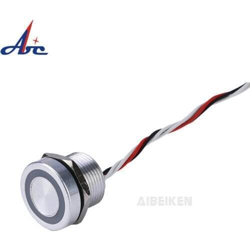 16/19/22mm12V Blue LED Lighted IP68 Waterproof Momentary Ring Led Illuminated Reset Piezo Touch Switch