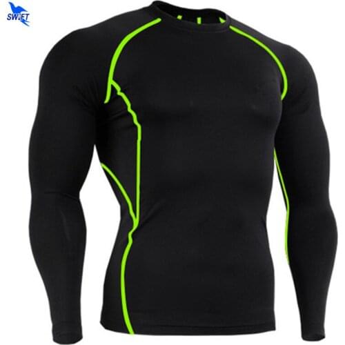 2020 Mens Crossfit Long Sleeve Compression Shirt Bodybuilding Stretch Running Fitness Exercise Workout Tops Quick Dry Sportswear