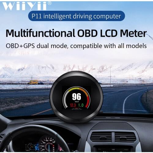 2021 P11 HUD Car Smart Digital Multi-Function Alarm Meter Temperature Gauge Digital Voltage Speed Meter Alarm Clear Error Code