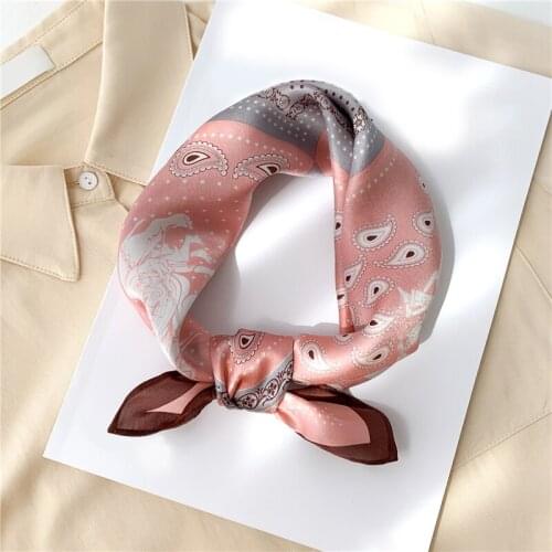 2021 Women Scarf Real Silk Neck Foulard Fashion Female Bandana Plaid Lady Square Kerchief Small Scarves Hairband Bag Tie New