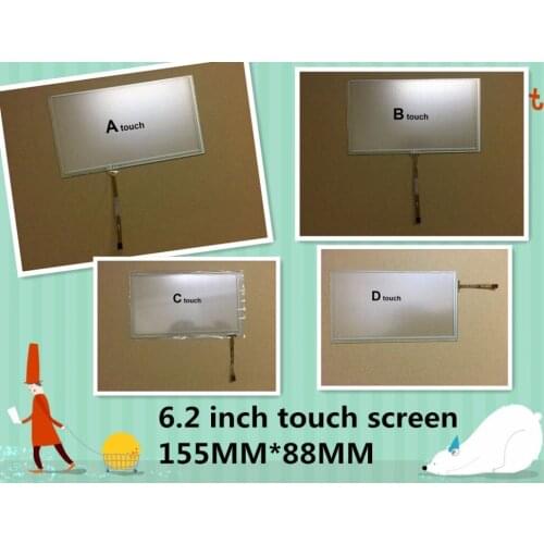 5pcs/lot 6.2 inch four wire 4pins resistance touch screen HSD062IDW1 155*88 mm 155mm*88mm 155*87 digitizer External panel glass