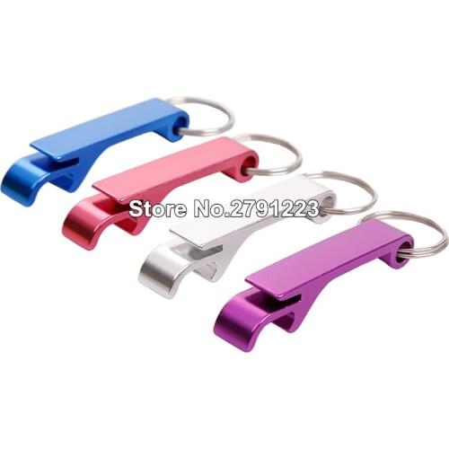 50pcs Beer Bottle Opener Keychain Personalized Logo 4 in 1 Pocket Aluminum Beer Bottle Opener Mix Colors Wedding Favor Gifts