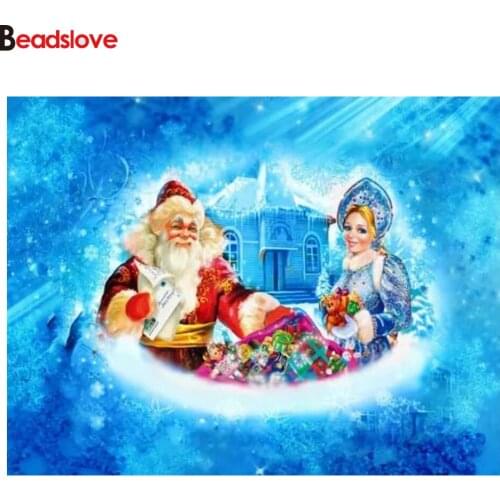 5D DIY Diamond Painting Christmas Full Square round Rhinestone Diamond Mosaic Russia Santa Claus Diamond Embroidery Sale Cartoon