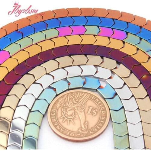 6x8mm Smooth V Shape Hematite Beads Natural Stone Spacer Beads For DIY Women Necklace Bracelet Earrings Jewelry Making 15"