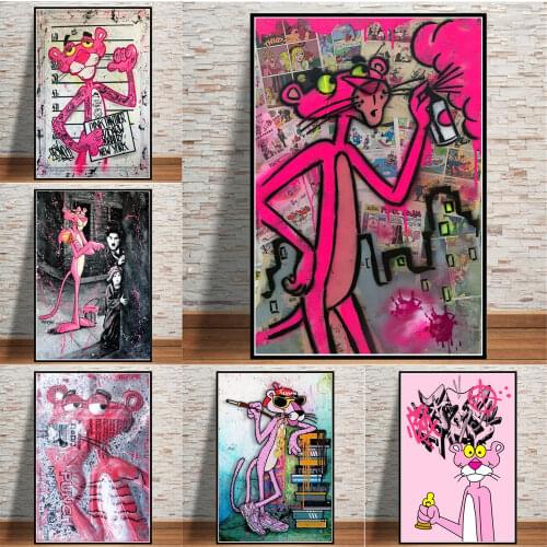 Abstract Graffiti Vogue Pink Panther Canvas Art Poster Painting Spray Street Art Wall Decor Printed Pictures For Living Room