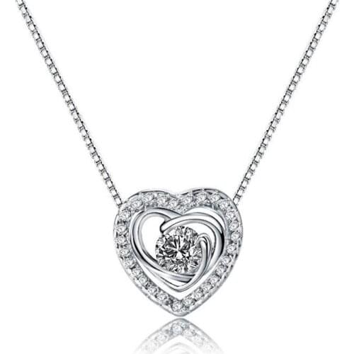 AAAAA+ Austrian Rhinestones Heart Pendant Necklace For Women Jewelry Fashion 925 Silver Girls Clavicle Necklace Female Birthday