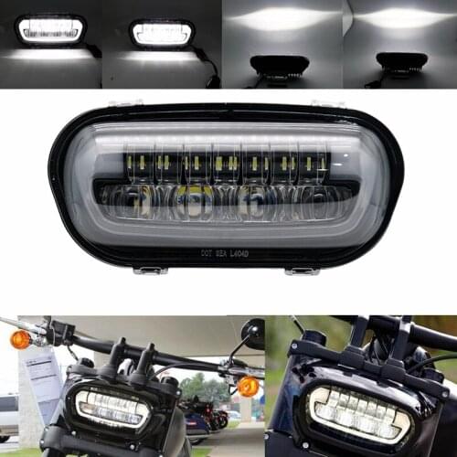 Black 4.65" 9" inch LED Headlight with Daytime Running Lights For Dyna Fat Bob