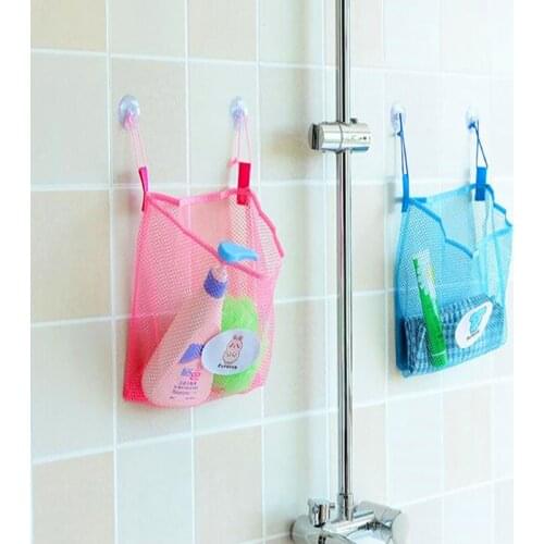25x25cm Baby Kids Bath Time Tidy Storage Toy Suction Cup Bag Mesh Bathroom Organiser Net toiletries washcloth cleaning balls