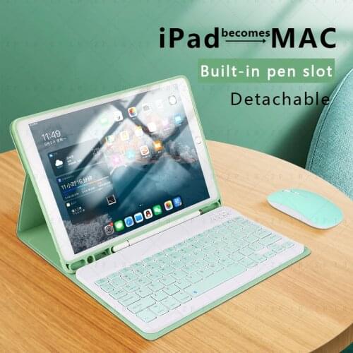 For iPad 9.7 2017 2018 10.2 2019 2020 10.9 5th 6th 7th 8th Keyboard Mouse Case iPad Air 2 3 4 Pro 9.7 10.5 11 With Pencil Holder