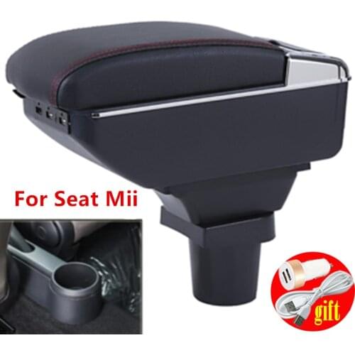 For Seat Mii Armrest box Interior Parts special Retrofit parts Car Armrest Center Storage box with USB LED