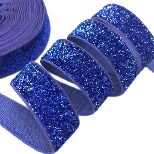 5 Yards Royal Blue Glitter Elastic 16mm Stretchy Metallic Elastic Ribbon for DIY Hairband Hair Accessories Wedding Gift Webbing