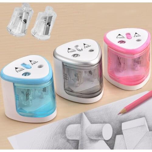 Creative Electric Pencil Sharpener with Two Holes Student Electronic Pen Sharpeners for 6-8mm and 9-12mm Pencils Stationery