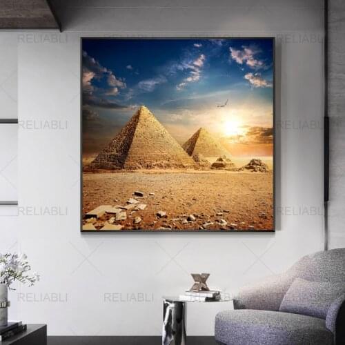 Canvas Painting Ancient Egyptian Pyramid Egypt Desert Sunset Landscape Posters And Prints Wall Pictures For Living Room Decor