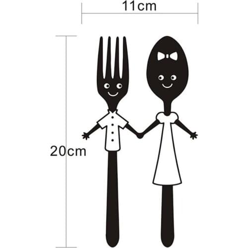 Kitchen Decoration Cute Cutlery Print Removable Wall Stickers Self-adhesive Stickers