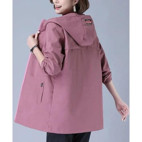 Spring Autumn New Women Jacket Korean Loose Windbreaker Famale Long Sleeve Causal Hooded Coat Lined Bomber Jackets Outerwear