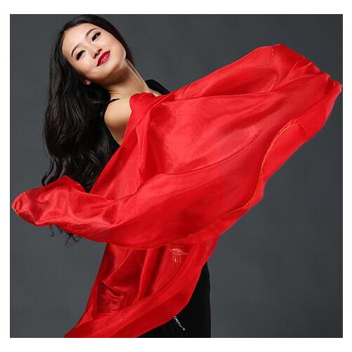 Light 5mm Solid Red Belly Dance Silk Veil Real Silk 2.5m x 1.14m Belly Dancer Stage Performance Show Props